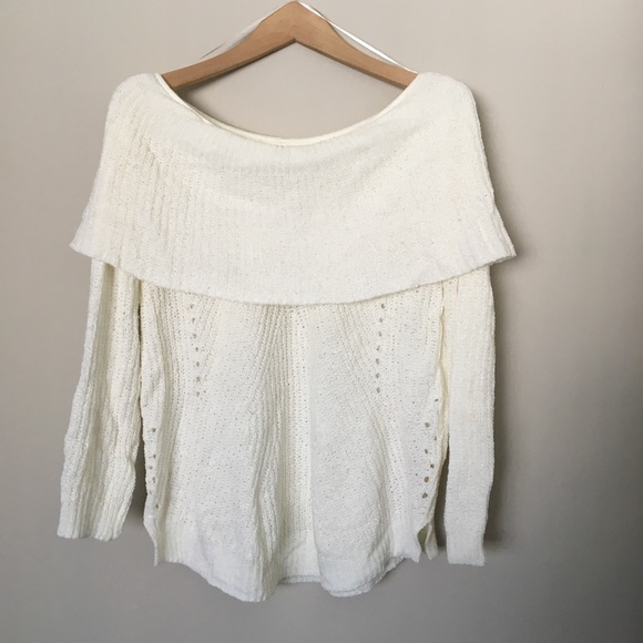 Anthropologie Ivory Off the Shoulder Sweater - Picture 5 of 8